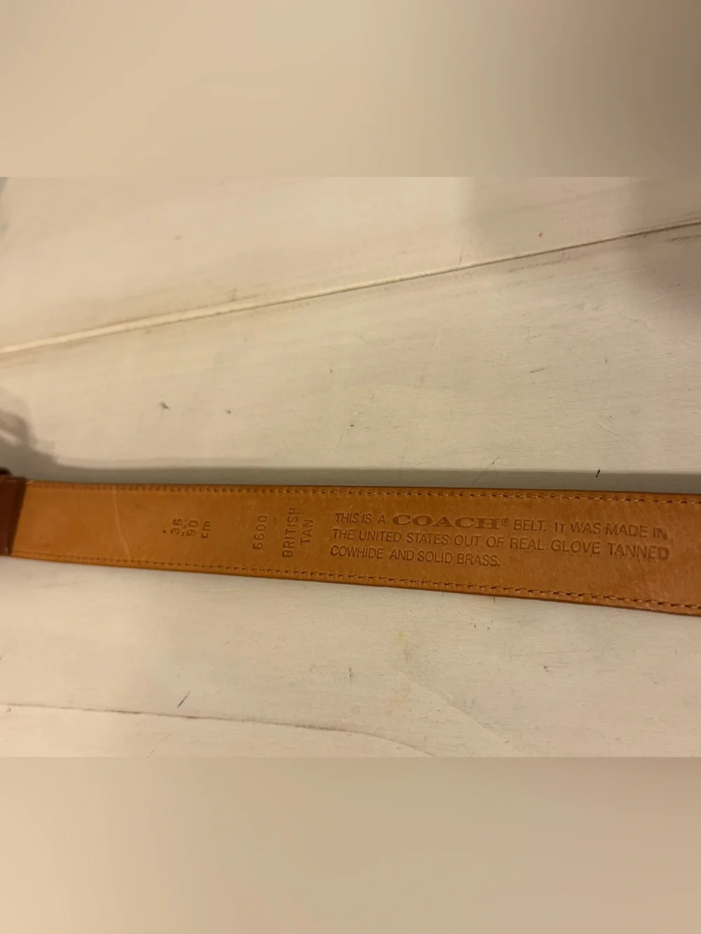 Vintage Coach # 6600 British Tan Leather Belt, 36/90